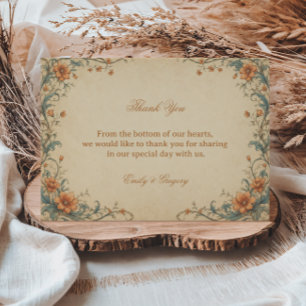 Vintage Ornamental Floral Elegant Thank You Card