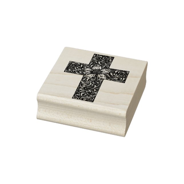 vintage ornamental flower cross art stamp (Stamp)