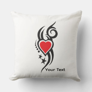 Vintage Ornamental Heart with Floral Tattoo Art Cushion