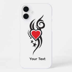 Vintage Ornamental Heart with Floral Tattoo Art iPhone 16 Plus Case