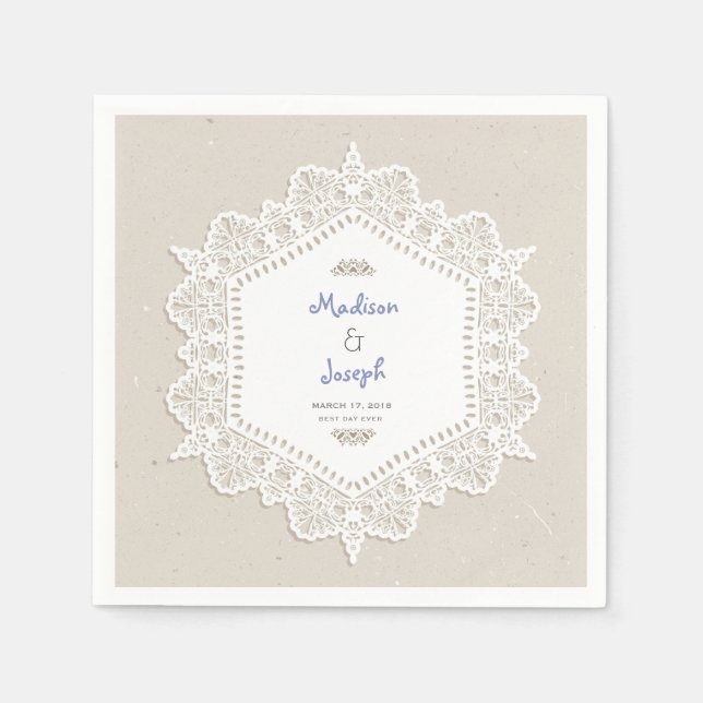 Vintage ornamental lace wedding paper napkins (Front)