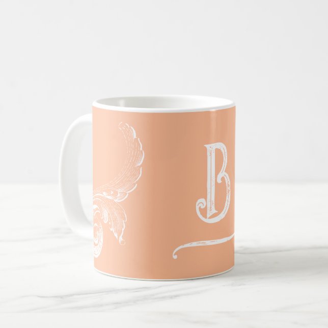 Vintage Ornamental Letter Mug (Front Left)