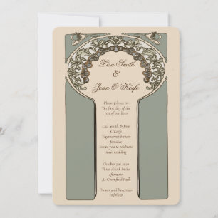 Vintage Ornamental Mucha Inspired Wedding Invitation