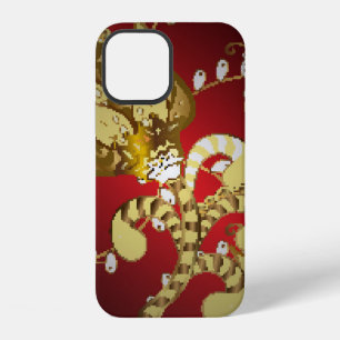 Vintage ornamental pattern on a red, yellow and b iPhone 12 case