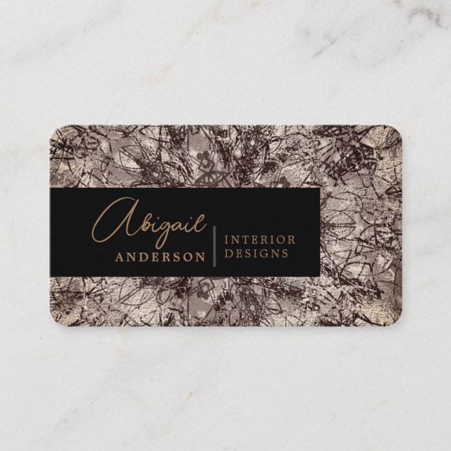 Vintage Ornamental Professional Golden Signature Business Card (Front)