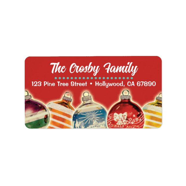 Vintage Ornaments Christmas Card Address Labels (Front)