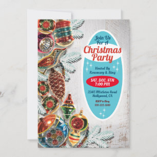 Vintage Ornaments Christmas Party Invitation