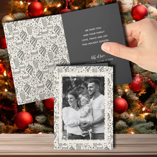 Vintage Ornaments Christmas Photo Folded Holiday Card (Creator Uploaded)