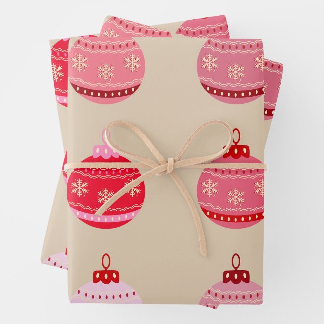 Vintage Ornaments Christmas Wrapping Paper Sheet (In situ)