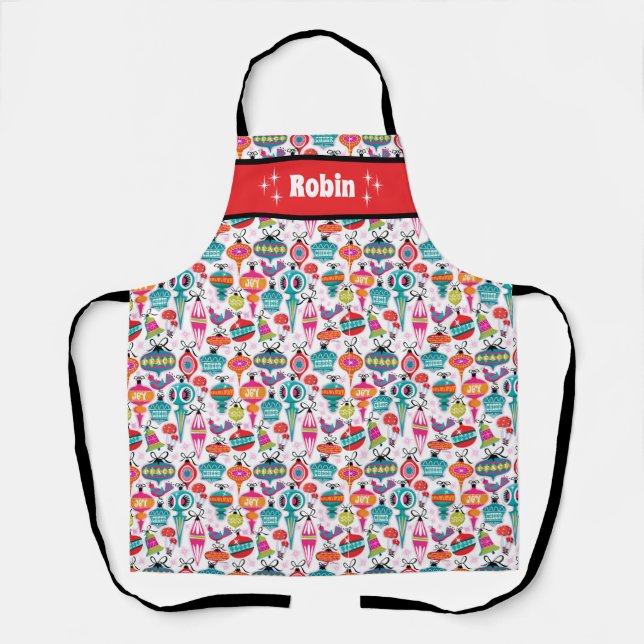 Vintage Ornaments Cute Christmas Apron - Custom (Front)