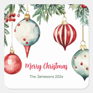 Vintage Ornaments Merry Christmas  Square Sticker