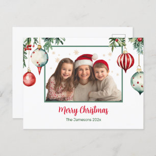Vintage Ornaments Photo Christmas Postcard
