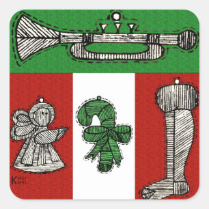 Vintage Ornaments Square Sticker