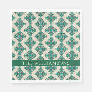 Vintage Ornate Art Nouveau Green Personalised  Napkin