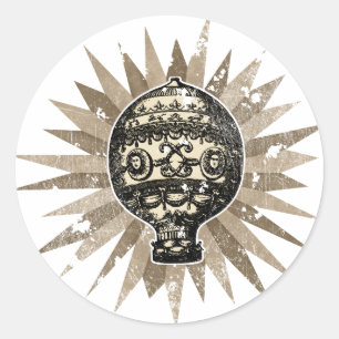 Vintage Ornate Balloon - Distressed Classic Round Sticker