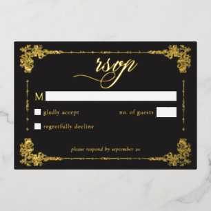 Vintage Ornate Black Gold Scroll Gothic Wedding