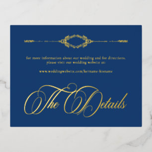 Vintage Ornate Blue Gold Scroll Gothic Wedding