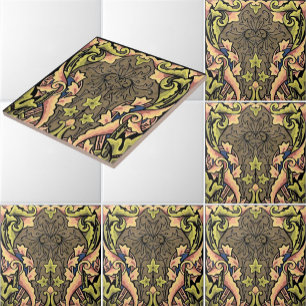 Vintage Ornate Colourful Art Nouveau Tile