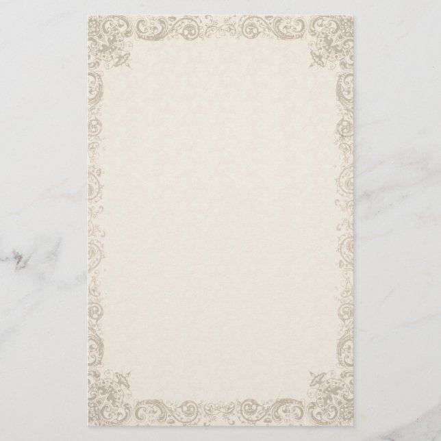 Vintage Ornate Elegant Cream stationery (Front)