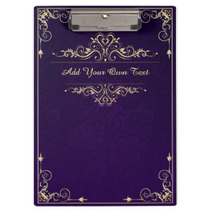 Vintage Ornate Elegant Purple Damask Clipboard