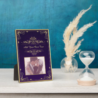 Vintage Ornate Elegant Purple Damask Custom Photo Plaque
