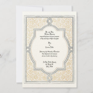 Vintage Ornate Floral Border Wedding Invitations