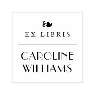 Vintage Ornate Floral Heart Ex Libris Custom Name Self-inking Stamp