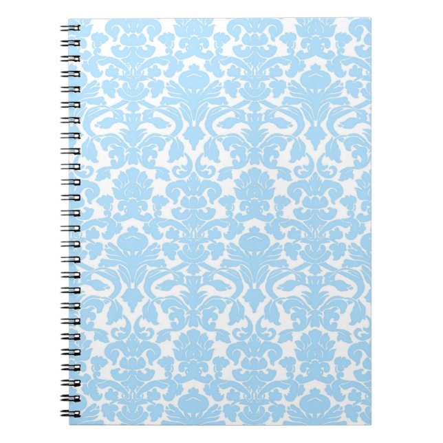 Vintage Ornate Floral Light Blue Notebook (Front)