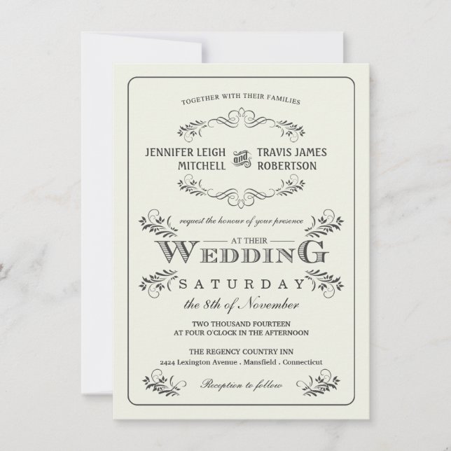 Vintage Ornate Flourish Wedding Invitations (Front)