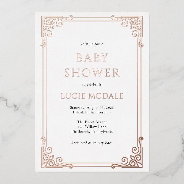 Vintage Ornate Frame Baby Shower Real  (Front)