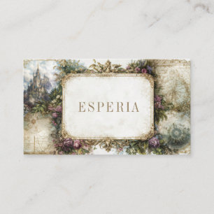 Vintage Ornate Gold Frame Fantasy Map Floral Business Card