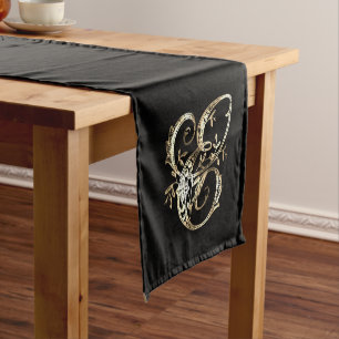 Vintage Ornate Gold Monogram E Short Table Runner
