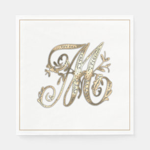 Vintage Ornate Gold Monogram M Napkin