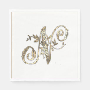 Vintage Ornate Gold Monogram N Napkin