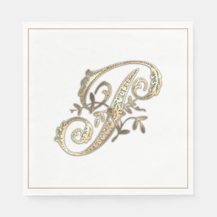 Vintage Ornate Gold Monogram P Napkin