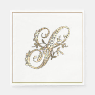 Vintage Ornate Gold Monogram S Napkin