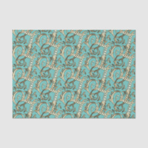 Vintage Ornate Gold Monogram T Tissue Paper