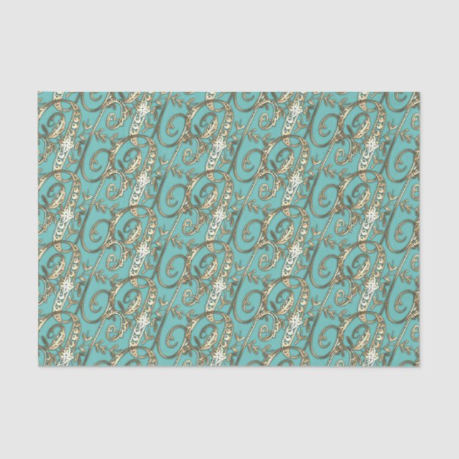 Vintage Ornate Gold Monogram U Tissue Paper (Front)