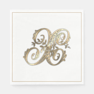 Vintage Ornate Gold Monogram X Napkin