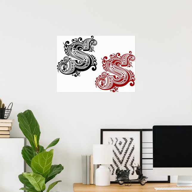 Vintage Ornate Letter S Monogram  Poster (Creator Uploaded)