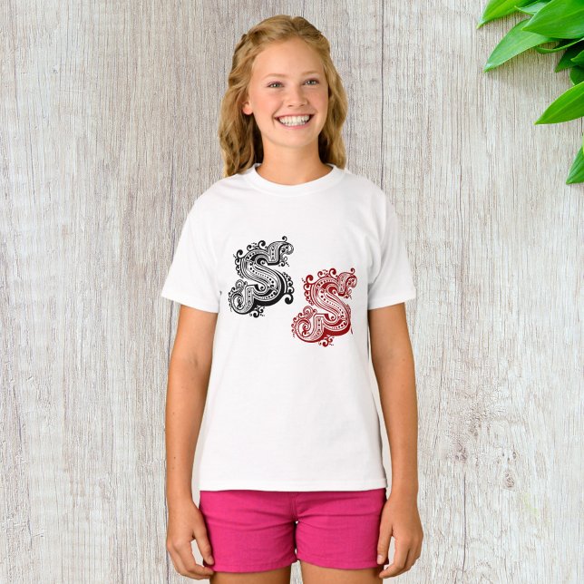 Vintage Ornate Letter S Monogram  T-Shirt (Creator Uploaded)