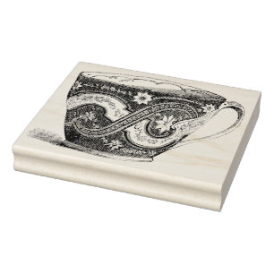 Vintage Ornate Teacup Rubber Art Stamp