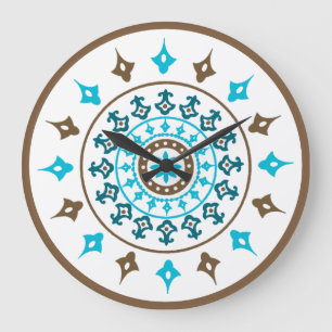 Vintage Ornate Turquoise Brown Wall Clock