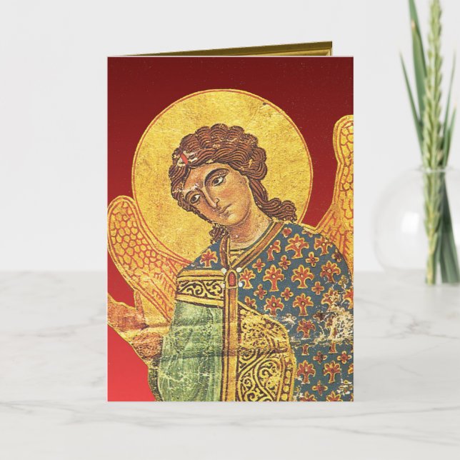 Vintage Orthodox ikon, angel Gabriel Holiday Card (Front)