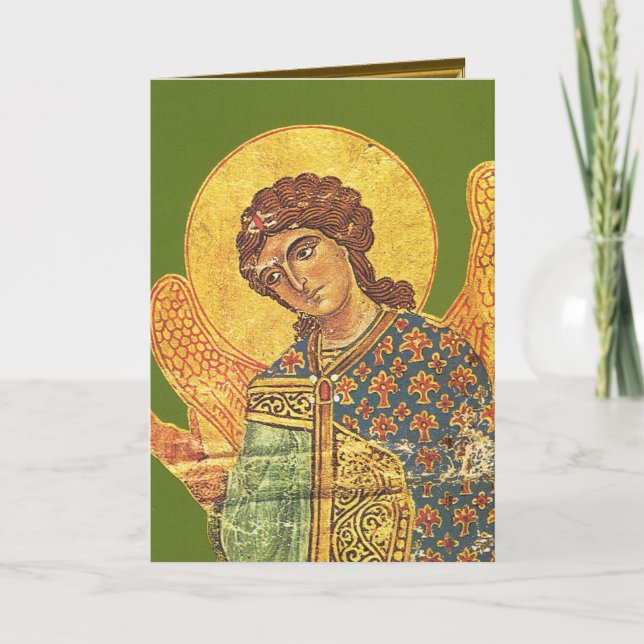 Vintage Orthodox ikon, angel Gabriel Holiday Card (Front)