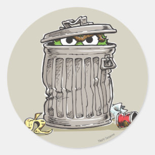 Vintage Oscar in Trash Can Classic Round Sticker
