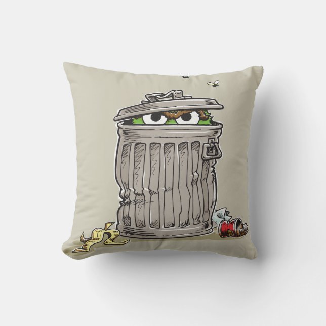 Vintage Oscar in Trash Can Cushion (Front)
