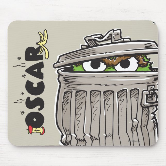 Vintage Oscar in Trash Can Mouse Mat (Front)