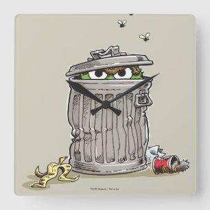 Vintage Oscar in Trash Can Square Wall Clock