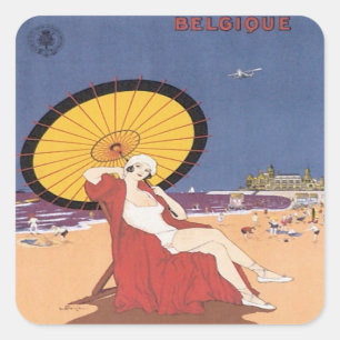 Vintage Ostende Belgique Square Sticker